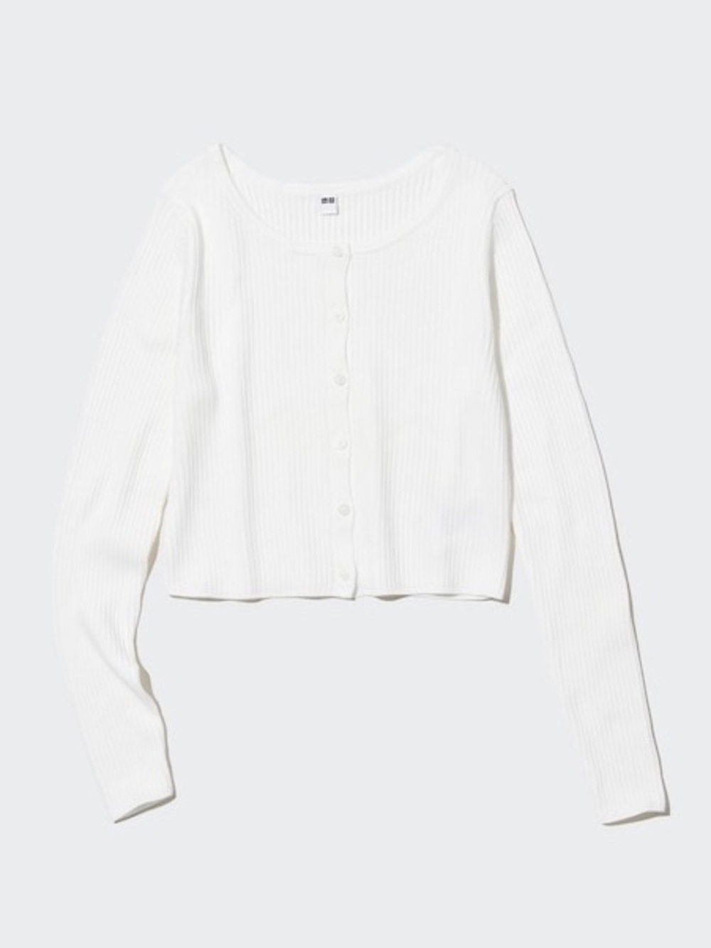 Uniqlo Cropped Ribbed Crewneck Cardigan